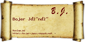 Bojer Júnó névjegykártya